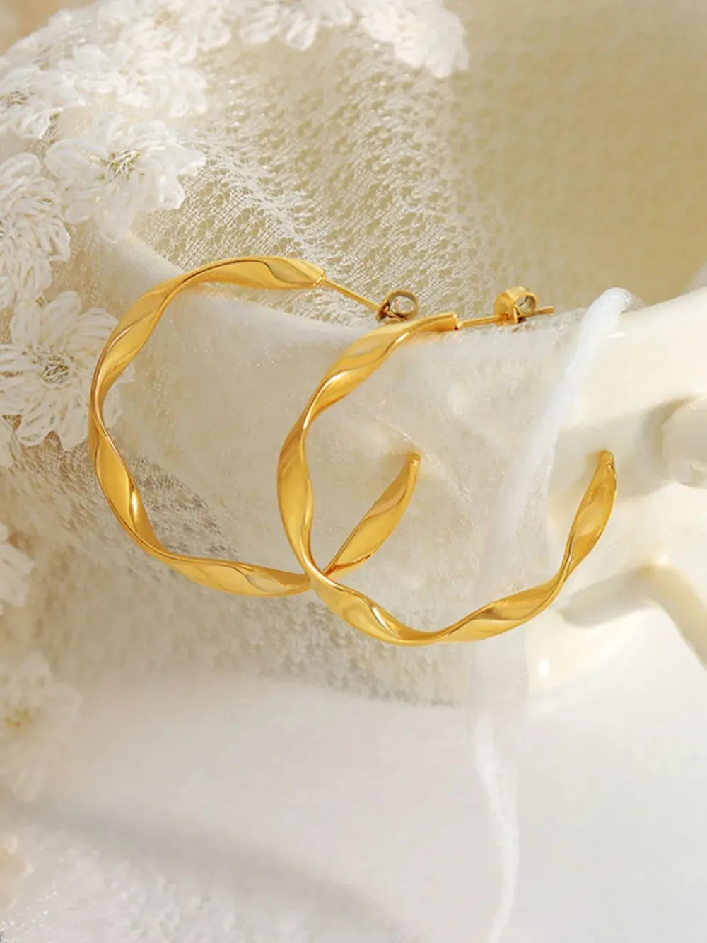 Titanium Steel C-Hoop Earrings sold by Gigi Laurent product image thumbnail 3