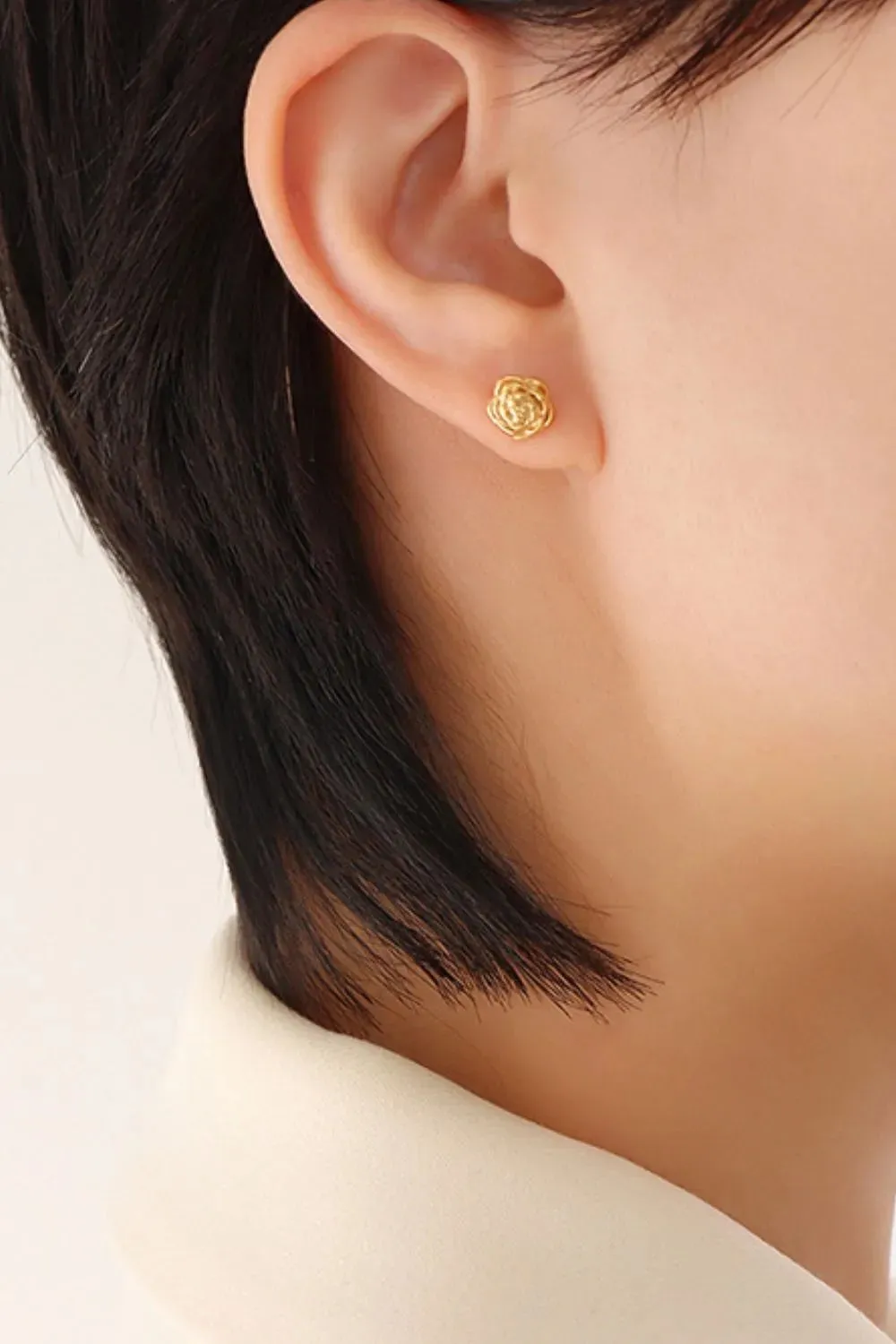 Titanium Steel Flower Stud Earrings sold by Gigi Laurent product image thumbnail 2