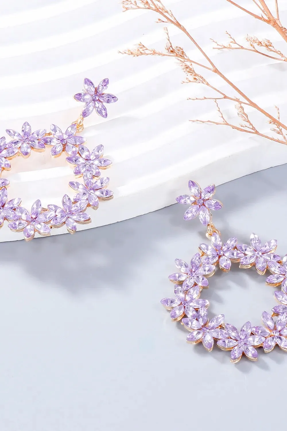 Rhinestone Flower Dangle Earrings sold by Gigi Laurent product image thumbnail 4