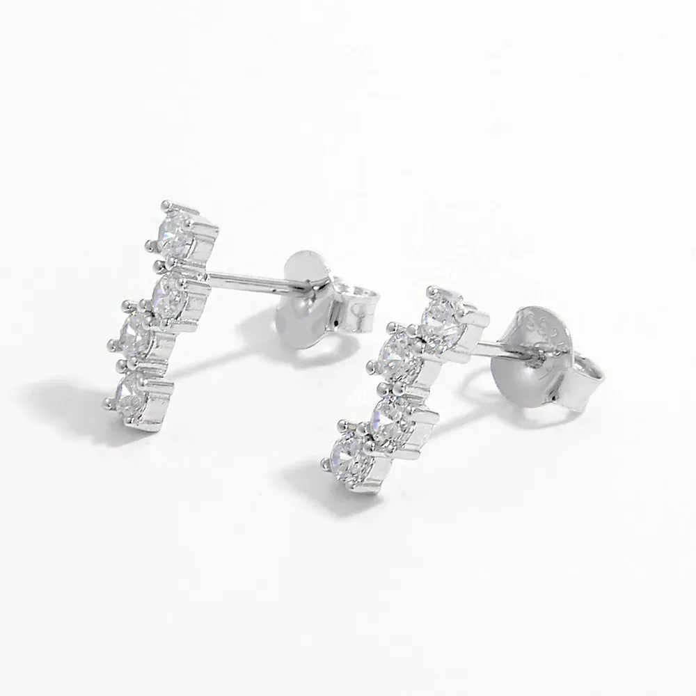 925 Sterling Silver Inlaid Zircon Stud Earrings sold by Gigi Laurent product image thumbnail 3