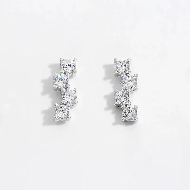 925 Sterling Silver Inlaid Zircon Stud Earrings sold by Gigi Laurent