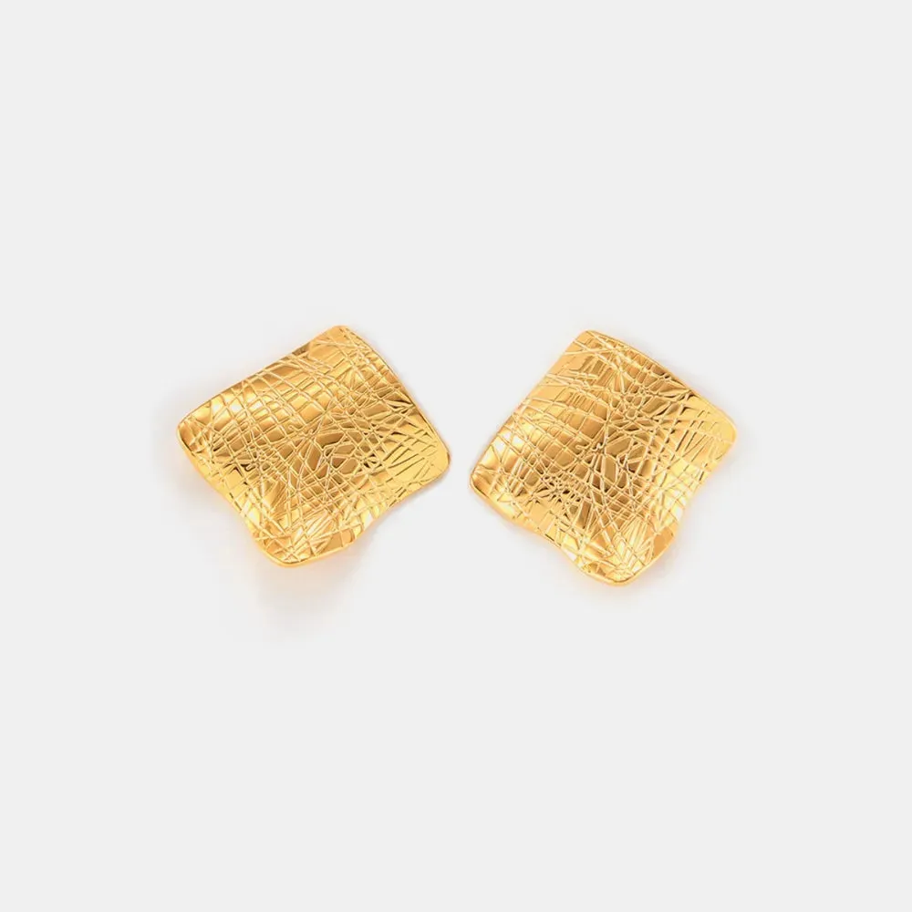 Textured Titanium Steel Stud Earrings sold by Gigi Laurent product image thumbnail 3