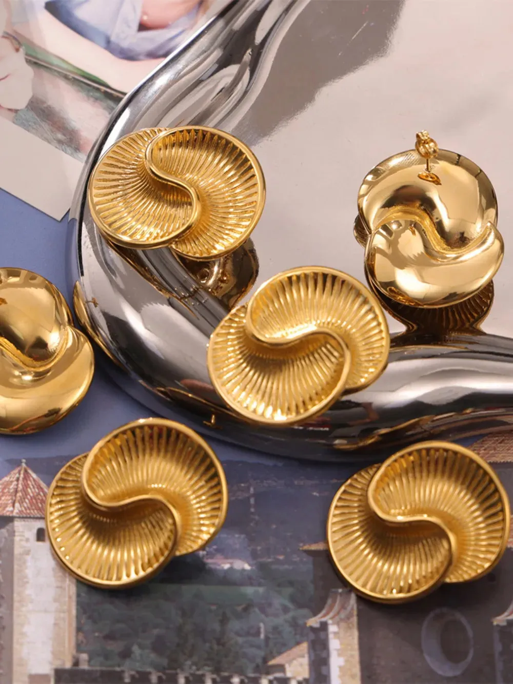 Titanium Steel Spiral Stud Earrings sold by Gigi Laurent product image thumbnail 2