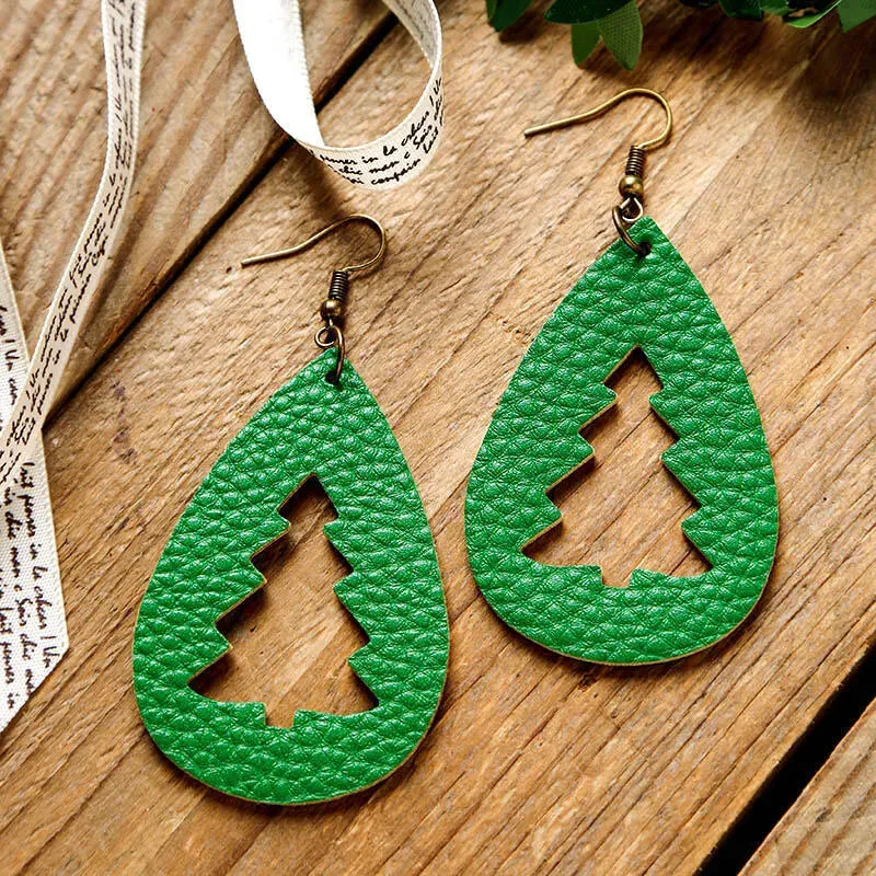 PU Leather Cutout Christmas Tree Earrings sold by Gigi Laurent product image thumbnail 5