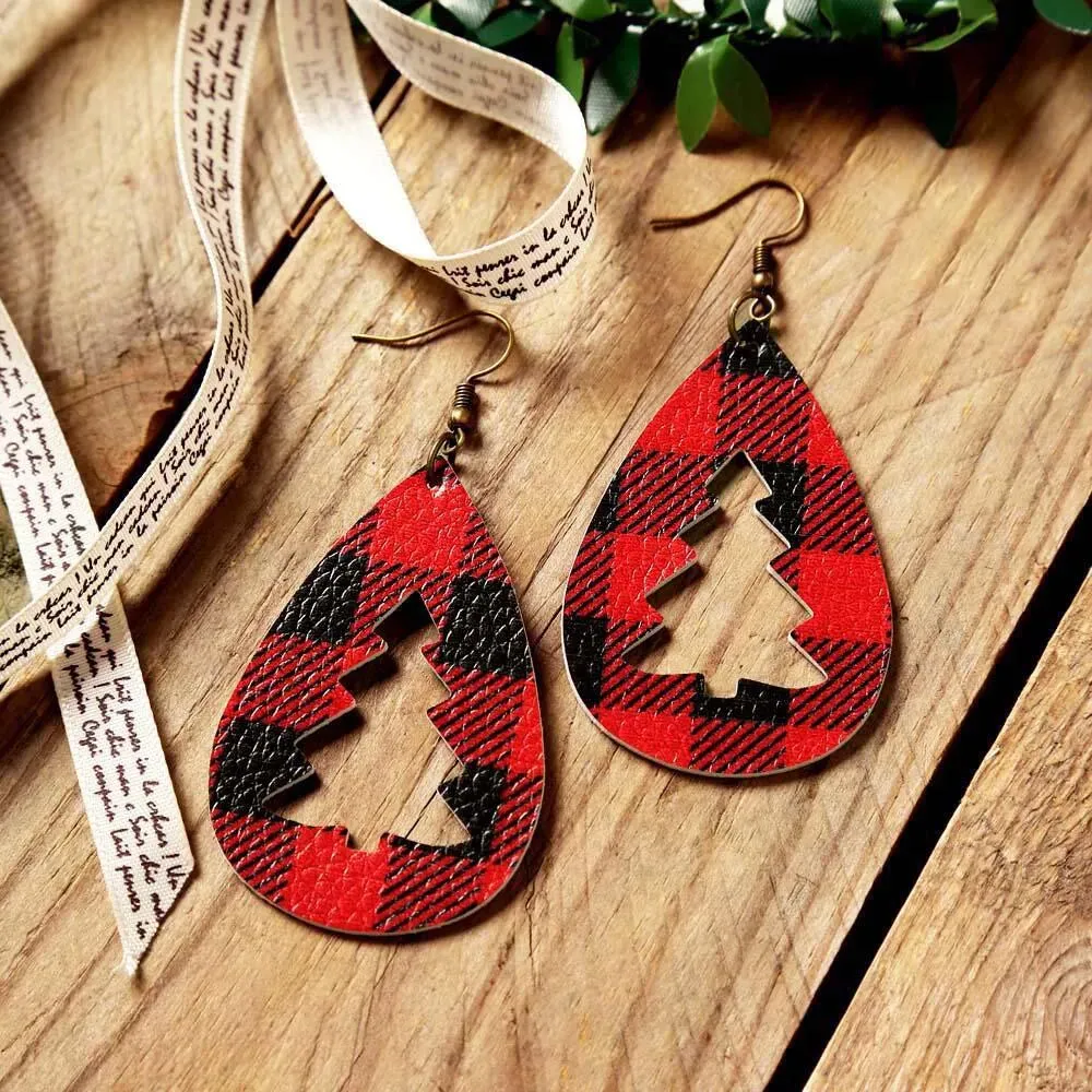 PU Leather Cutout Christmas Tree Earrings sold by Gigi Laurent product image thumbnail 2