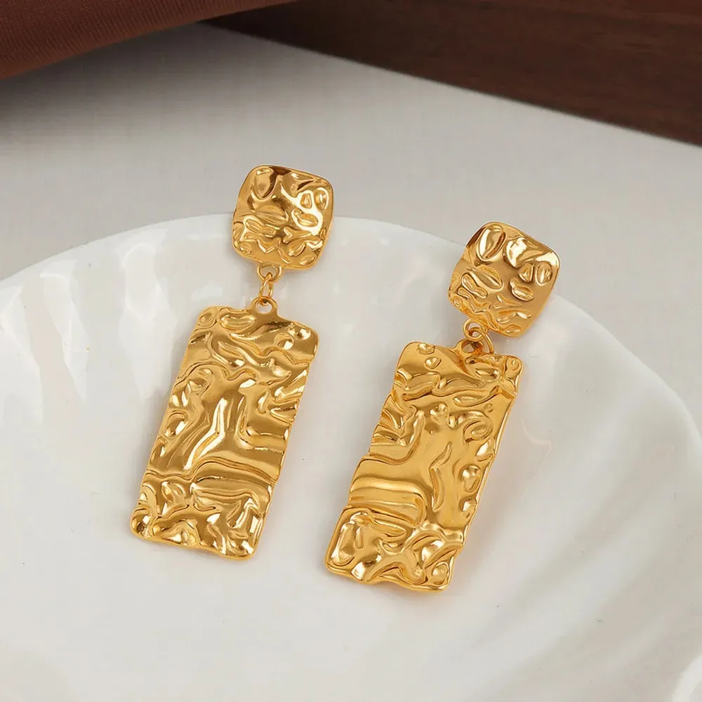 Titanium Steel Textured Geometric Earrings sold by Gigi Laurent product image thumbnail 4