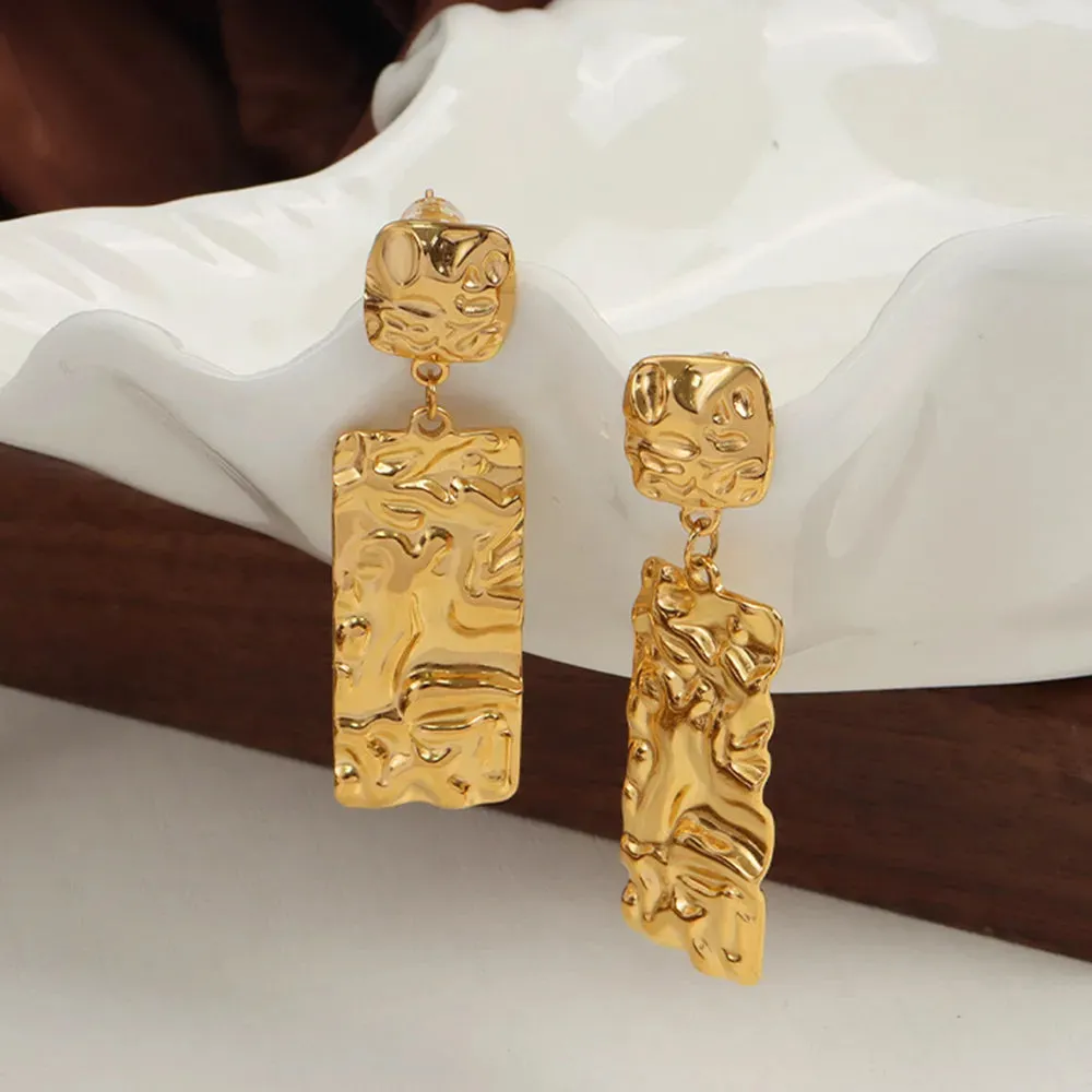 Titanium Steel Textured Geometric Earrings sold by Gigi Laurent product image thumbnail 2