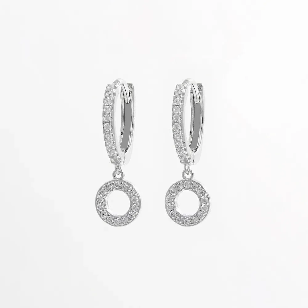 925 Sterling Silver Inlaid Zircon Hoop Dangle Earrings sold by Gigi Laurent