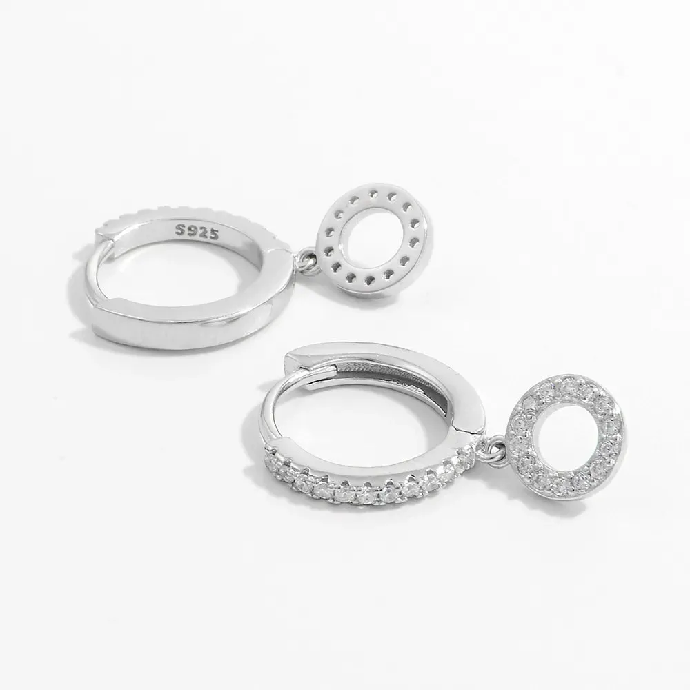 925 Sterling Silver Inlaid Zircon Hoop Dangle Earrings sold by Gigi Laurent product image thumbnail 2