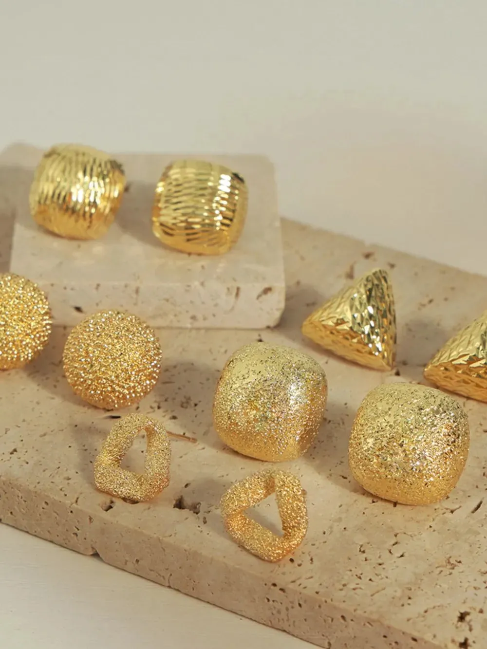 Gold-Plated Geometric Stud Earrings sold by Gigi Laurent