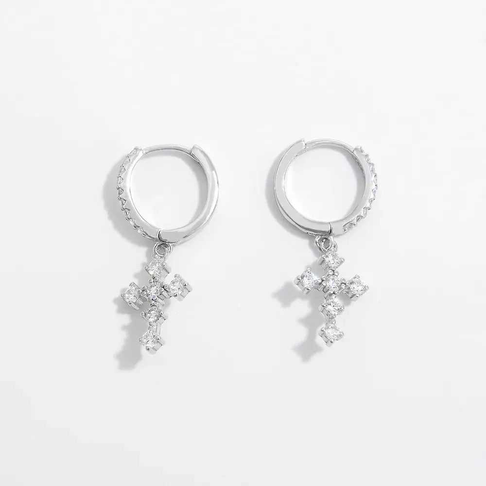 925 Sterling Silver Inlaid Zircon Cross Dangle Earrings sold by Gigi Laurent product image thumbnail 2