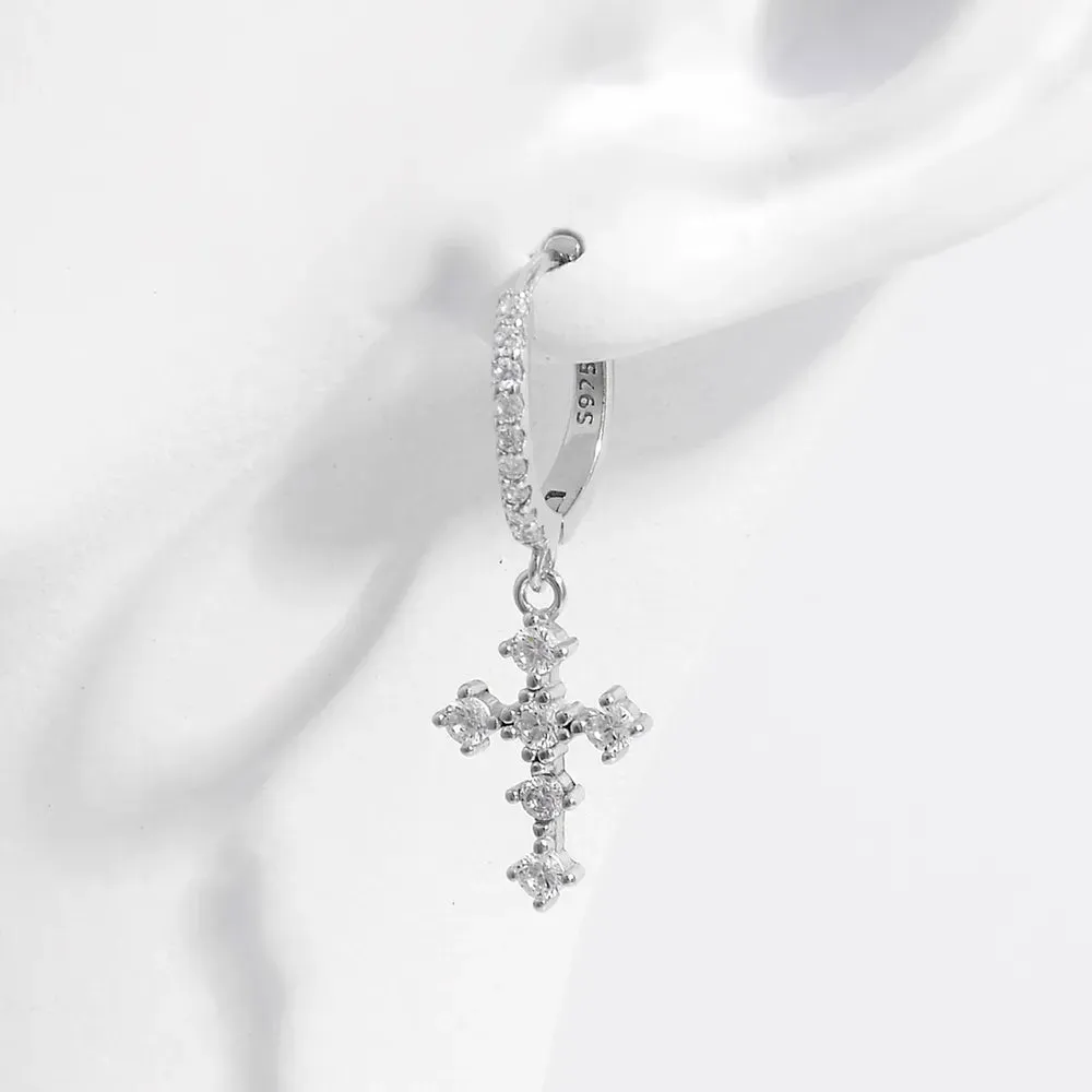 925 Sterling Silver Inlaid Zircon Cross Dangle Earrings sold by Gigi Laurent product image thumbnail 3