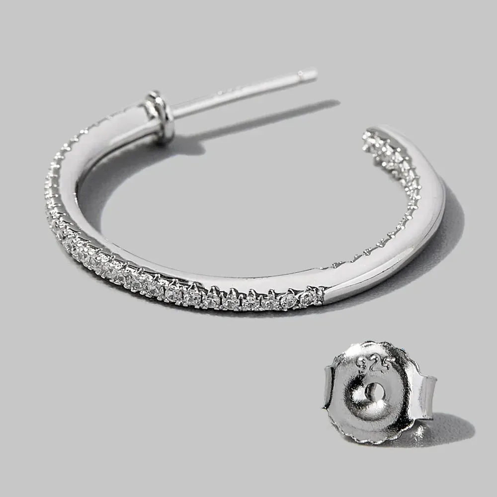 Zircon 925 Sterling Silver C-Hoop Earrings sold by Gigi Laurent product image thumbnail 3