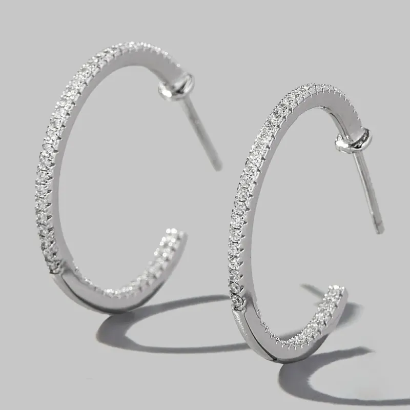 Zircon 925 Sterling Silver C-Hoop Earrings sold by Gigi Laurent