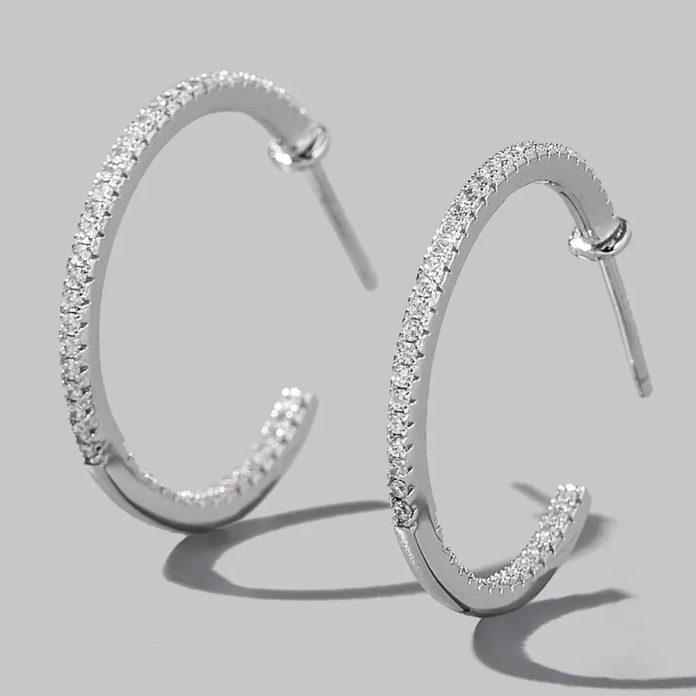Zircon 925 Sterling Silver C-Hoop Earrings sold by Gigi Laurent