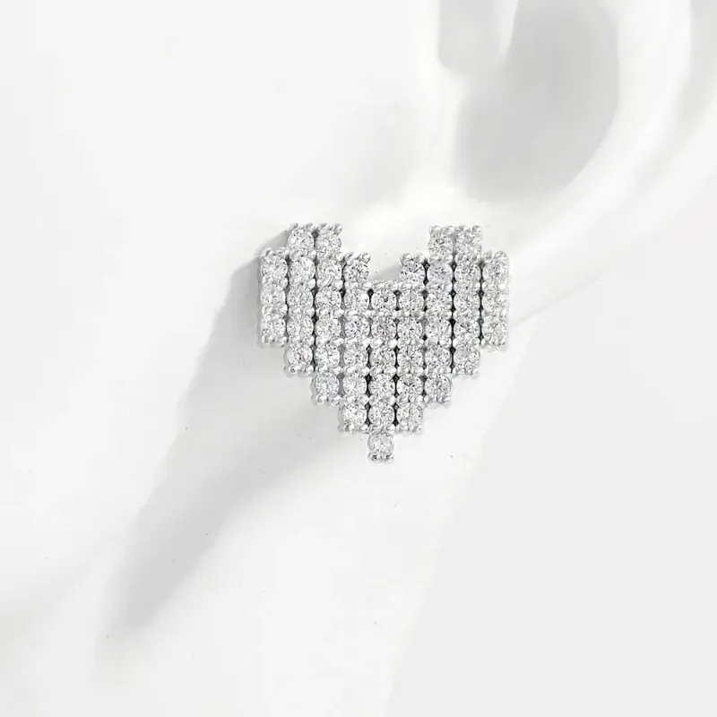 925 Sterling Silver Inlaid Zircon Heart Stud Earrings sold by Gigi Laurent