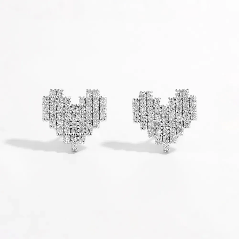 925 Sterling Silver Inlaid Zircon Heart Stud Earrings sold by Gigi Laurent product image thumbnail 3