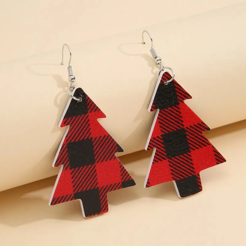 Christmas Tree PU Leather Dangle Earrings sold by Gigi Laurent