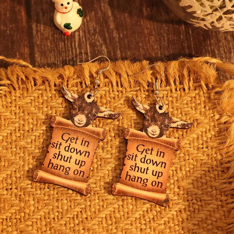Donkey Letter Wooden Dangle Earrings sold by Gigi Laurent product image thumbnail 4