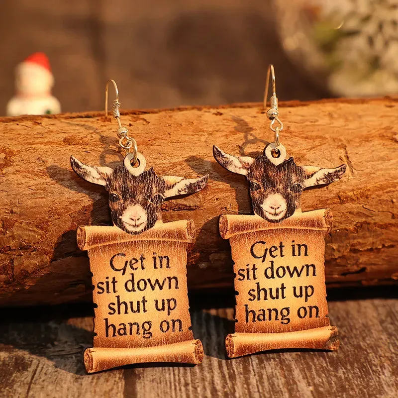 Donkey Letter Wooden Dangle Earrings sold by Gigi Laurent product image thumbnail 3