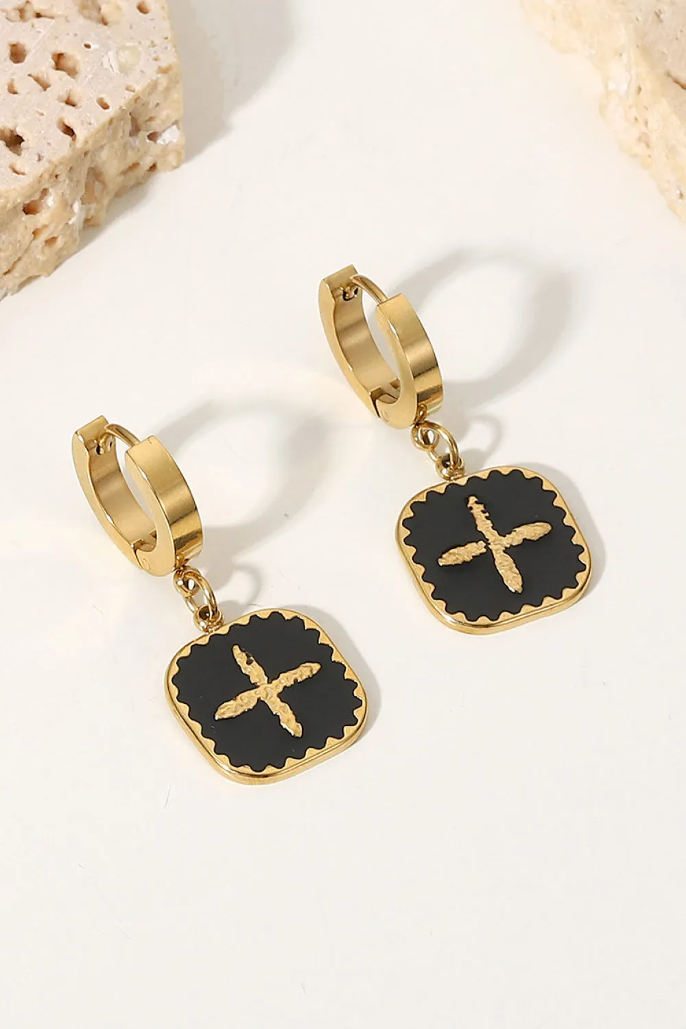 Plus Sign Square Shape Drop Earrings sold by Gigi Laurent product image thumbnail 2