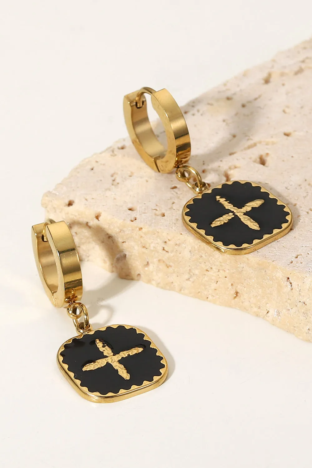 Plus Sign Square Shape Drop Earrings sold by Gigi Laurent product image thumbnail 3