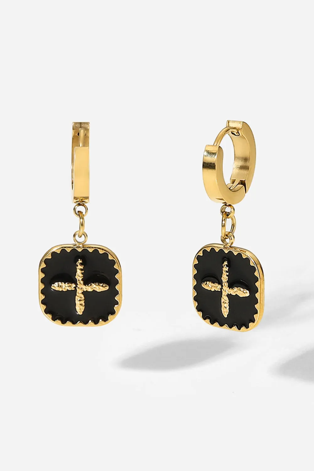 Plus Sign Square Shape Drop Earrings sold by Gigi Laurent