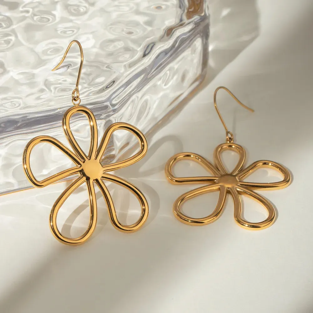 18K Gold-Plated Flower Earrings sold by Gigi Laurent product image thumbnail 3