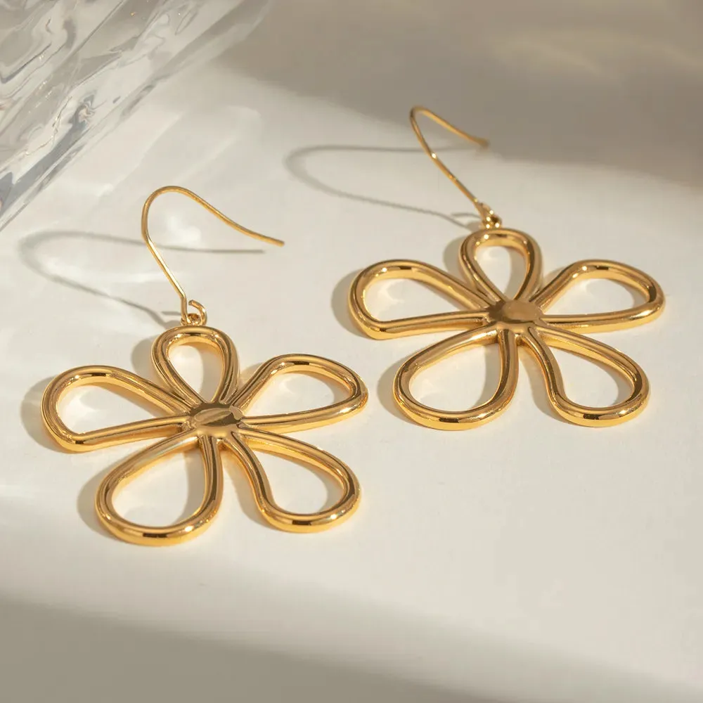 18K Gold-Plated Flower Earrings sold by Gigi Laurent product image thumbnail 4