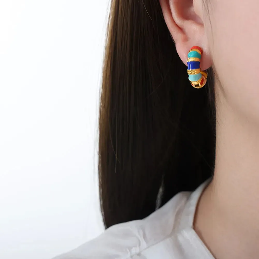 Titanium Steel Enamel Hoop Earrings sold by Gigi Laurent product image thumbnail 2