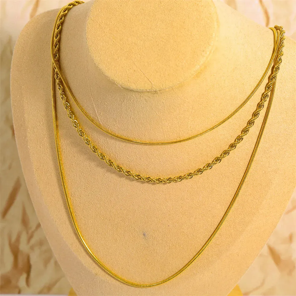 18K Gold-Plated Titanium Steel Three-Layered Necklace sold by Gigi Laurent product image thumbnail 4