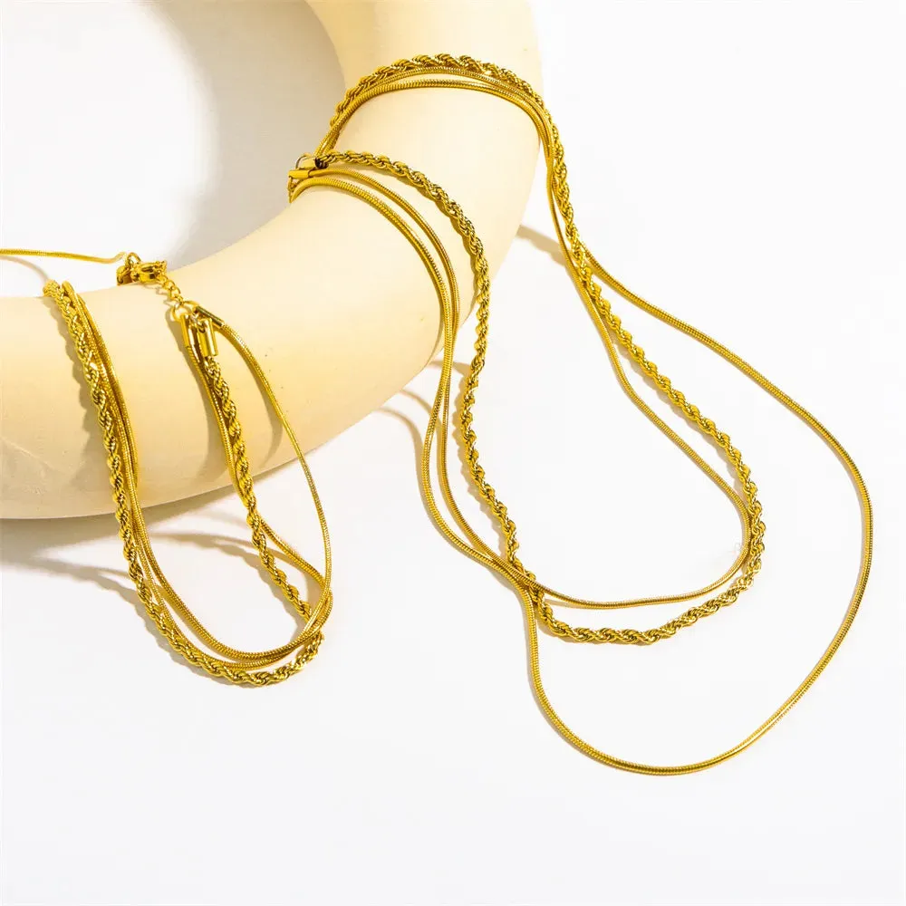 18K Gold-Plated Titanium Steel Three-Layered Necklace sold by Gigi Laurent product image thumbnail 2