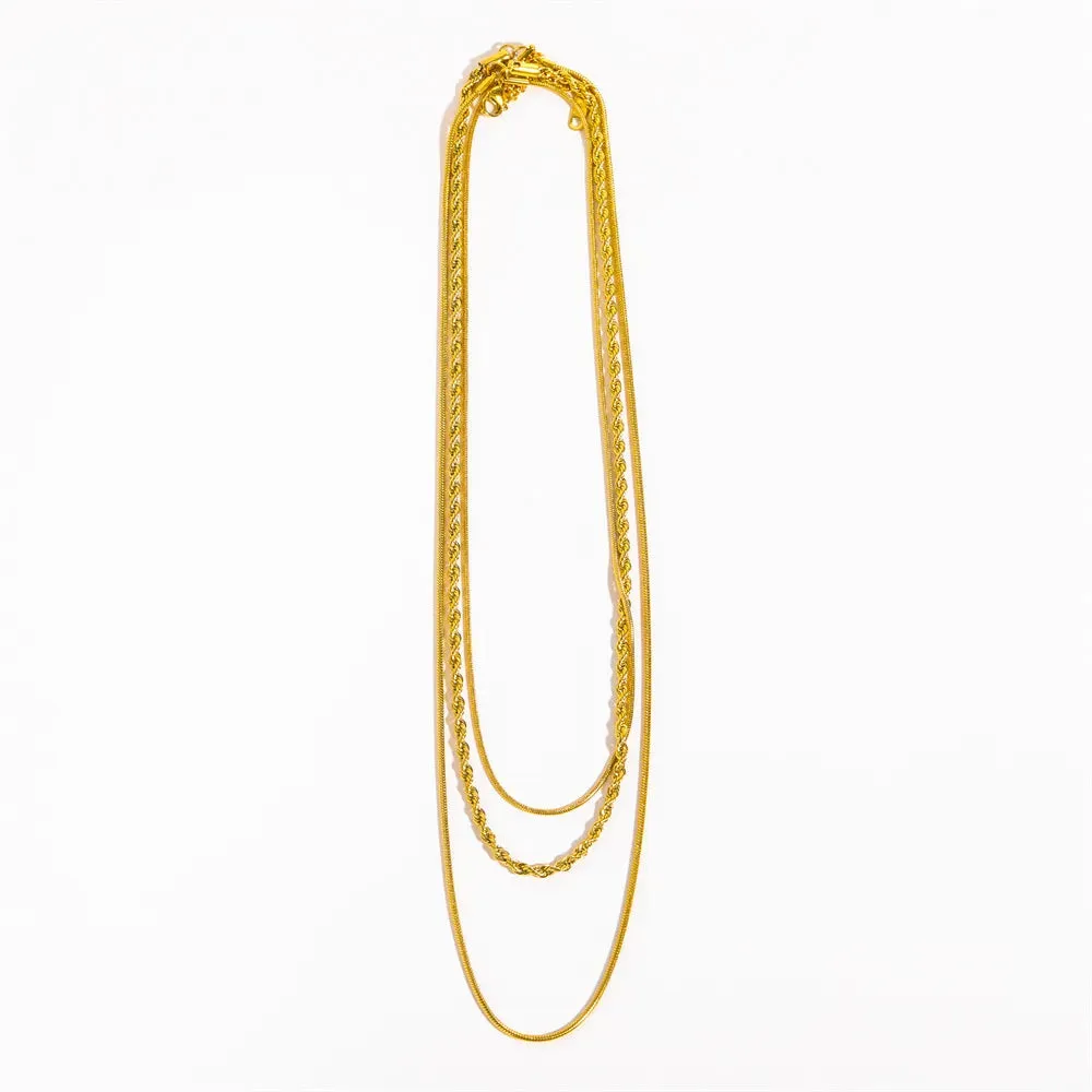 18K Gold-Plated Titanium Steel Three-Layered Necklace sold by Gigi Laurent product image thumbnail 5