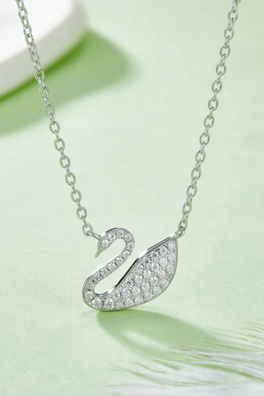 Moissanite Swan 925 Sterling Silver Necklace made by Gigi Laurent