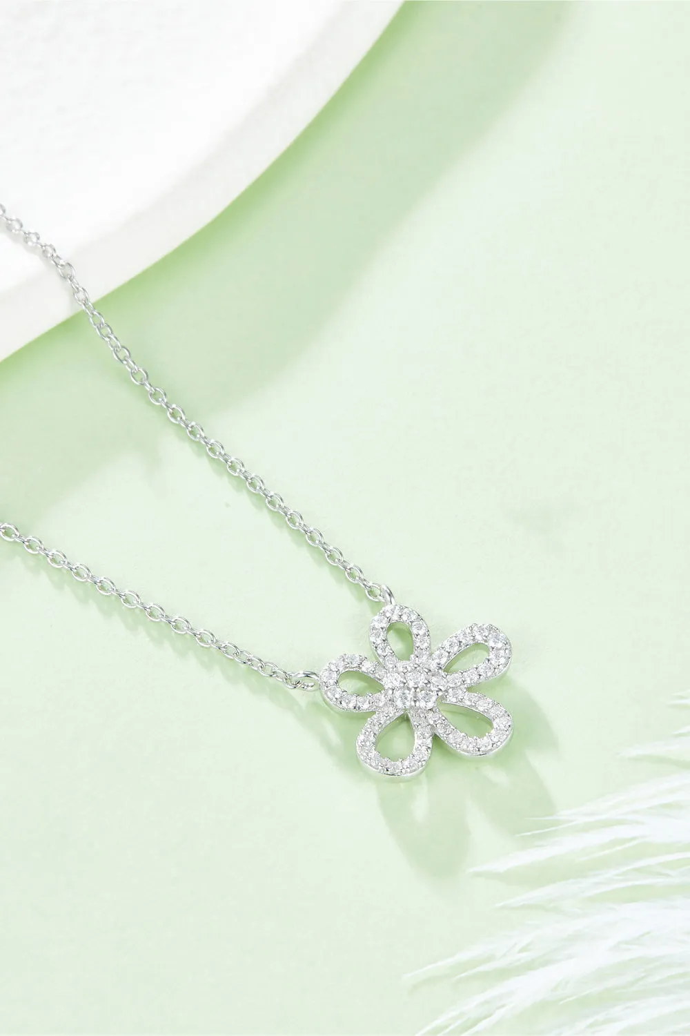 Moissanite Flower Pendant 925 Sterling Silver Necklace sold by Gigi Laurent product image thumbnail 3