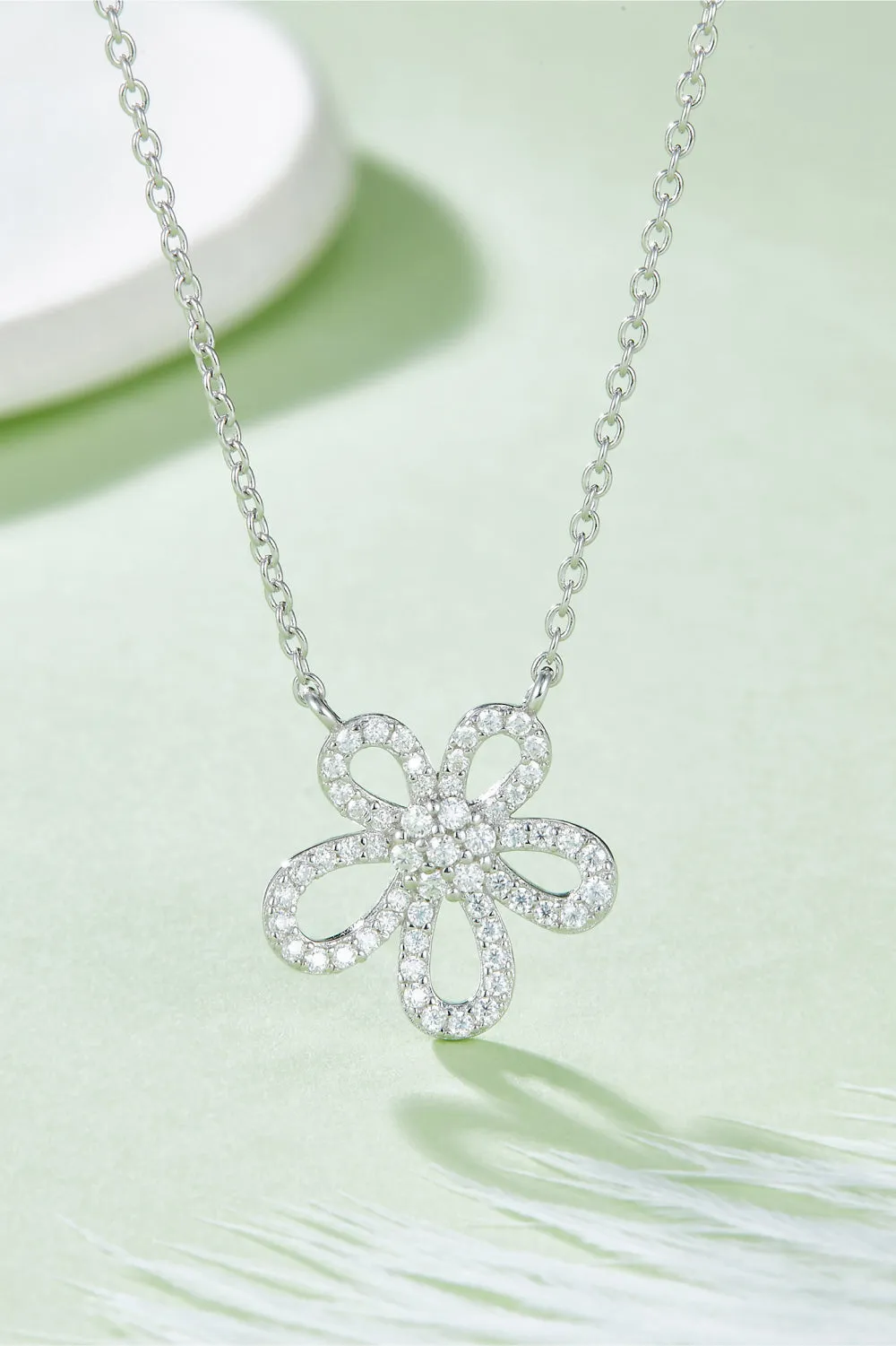Moissanite Flower Pendant 925 Sterling Silver Necklace sold by Gigi Laurent product image thumbnail 2