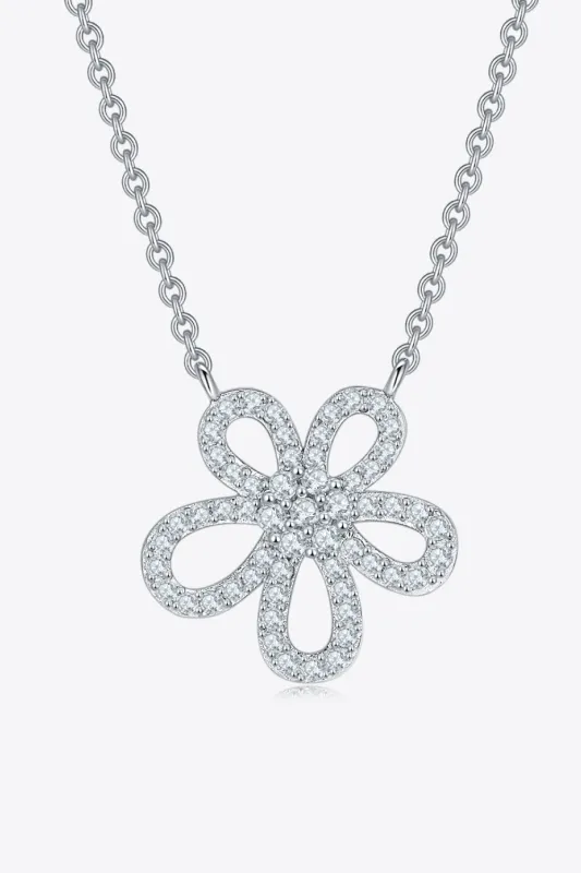 Moissanite Flower Pendant 925 Sterling Silver Necklace sold by Gigi Laurent