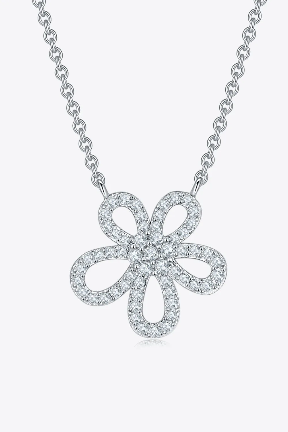 Moissanite Flower Pendant 925 Sterling Silver Necklace sold by Gigi Laurent