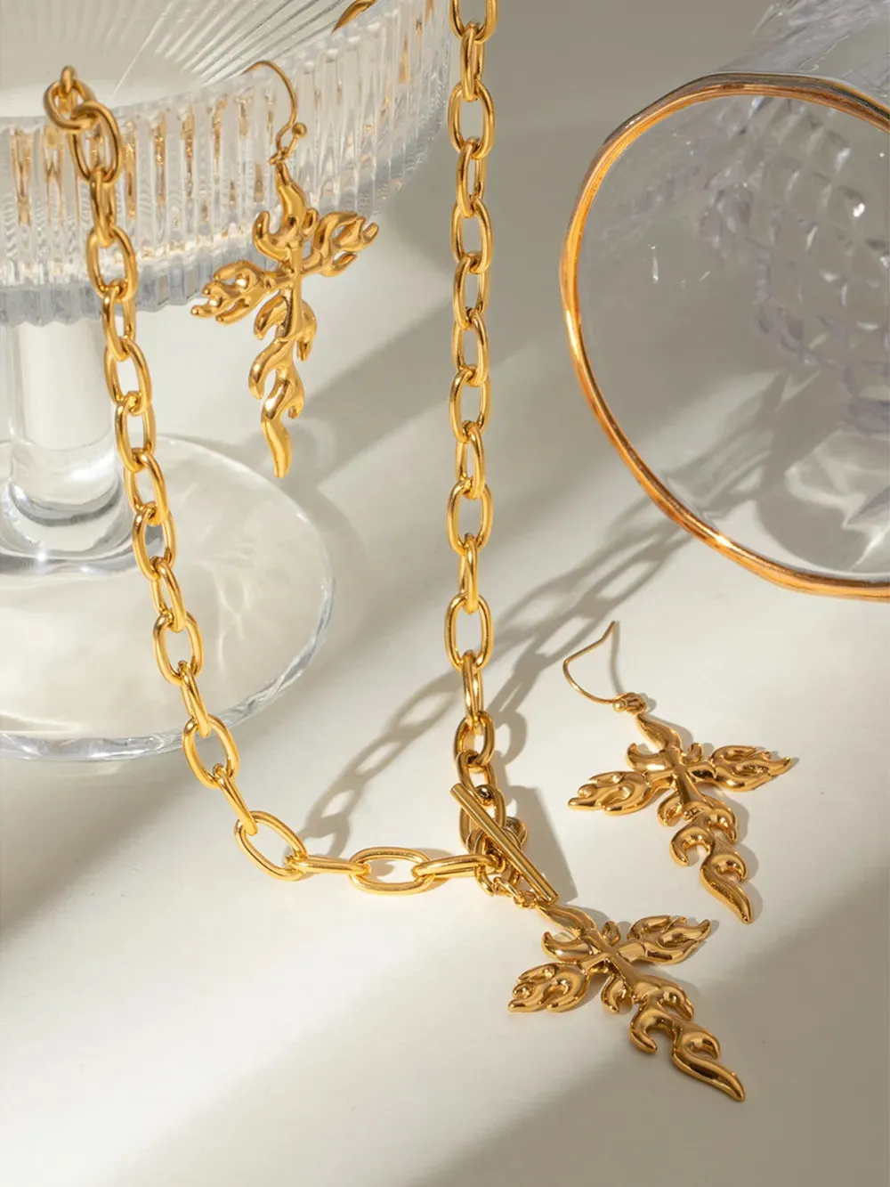 18K Gold-Plated Stainless Steel Cross Necklace sold by Gigi Laurent product image thumbnail 2