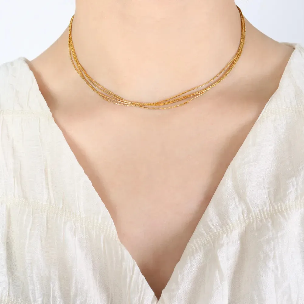 18K Gold-Plated Multi-Layer Clavicle Chain Necklace sold by Gigi Laurent