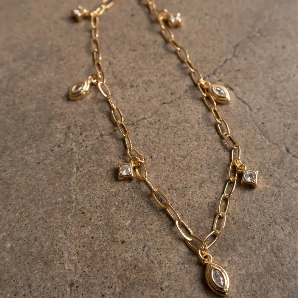 18K Gold-Plated Copper Inlaid Zircon Necklace sold by Gigi Laurent product image thumbnail 4