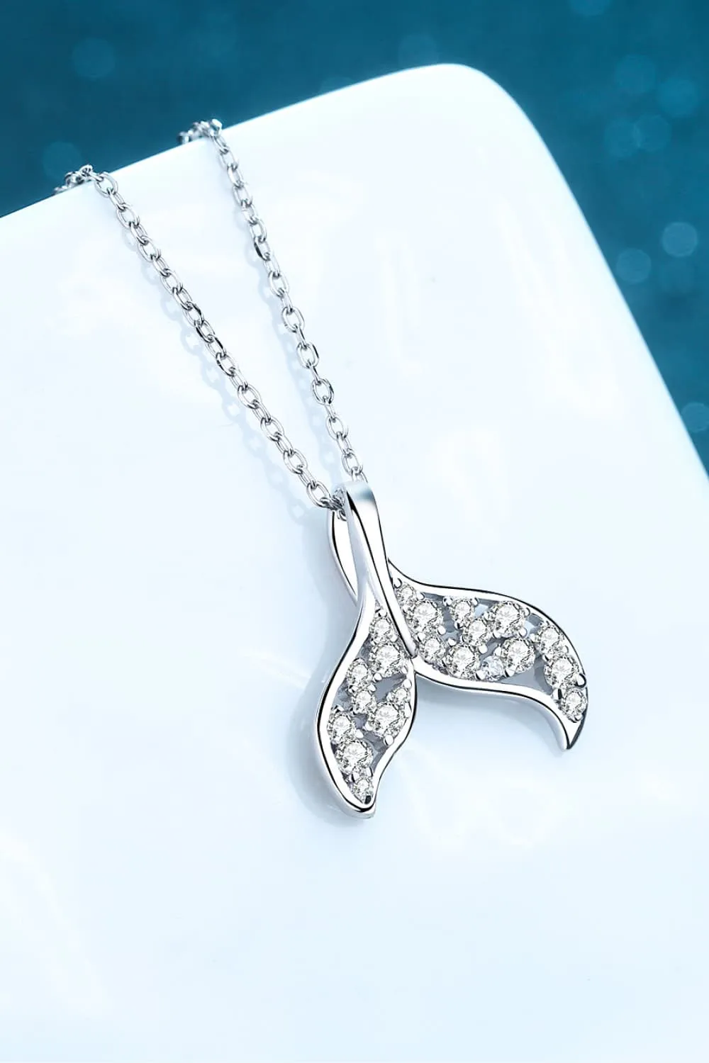 Moissanite Fishtail Pendant 925 Sterling Silver Necklace sold by Gigi Laurent product image thumbnail 2