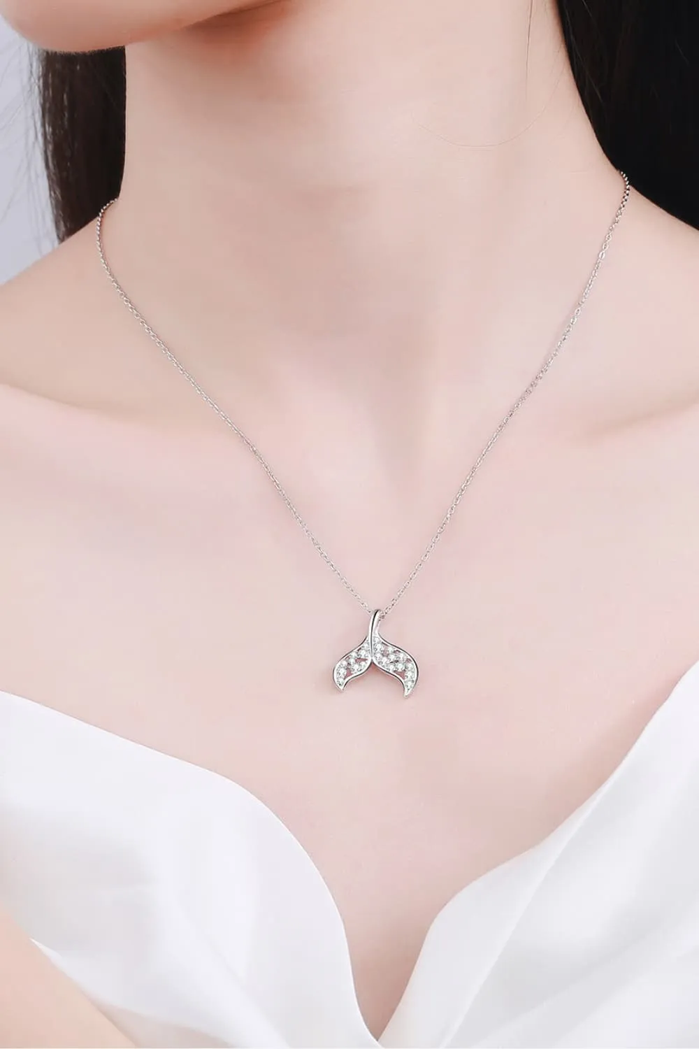 Moissanite Fishtail Pendant 925 Sterling Silver Necklace sold by Gigi Laurent