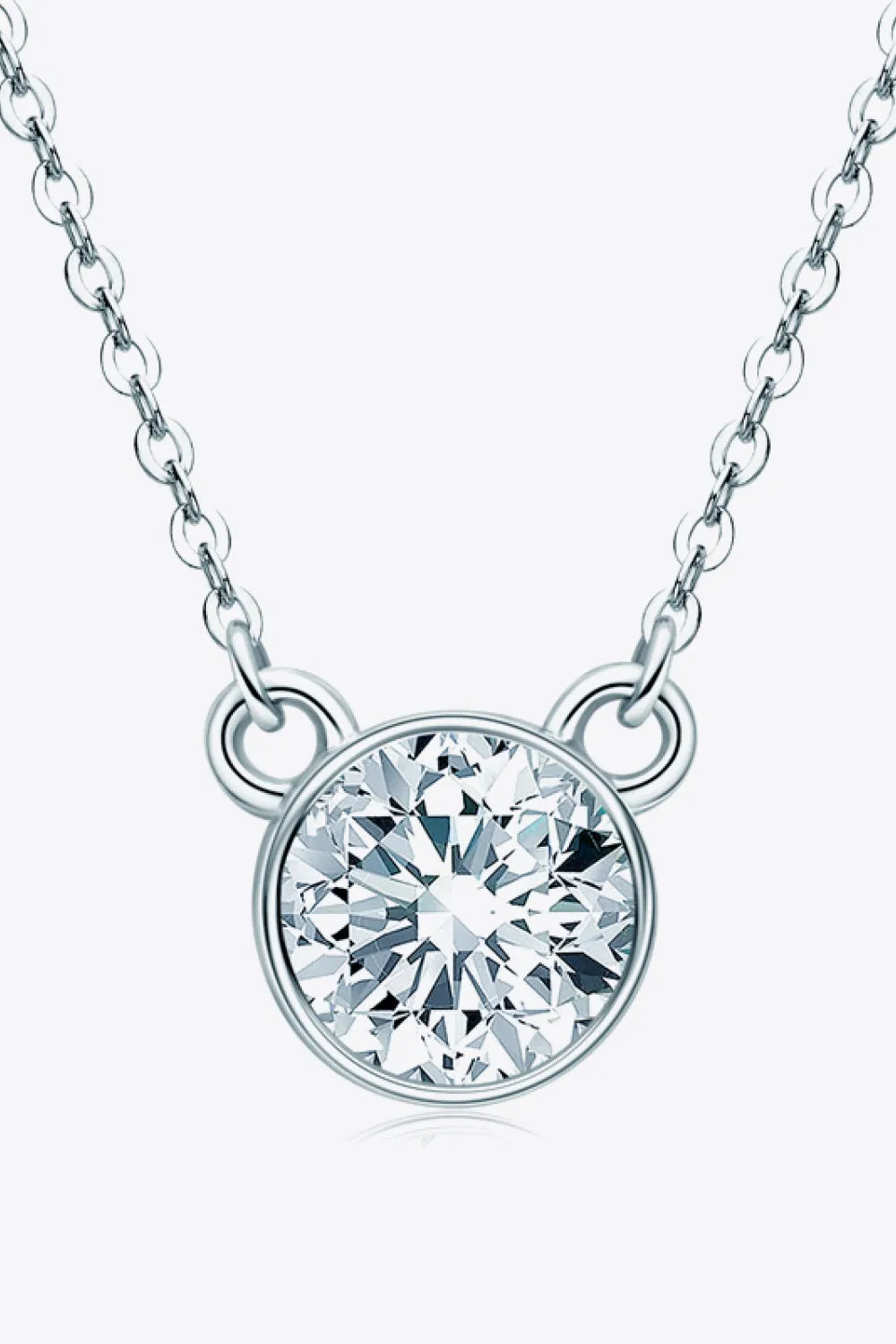 925 Sterling Silver 1 Carat Moissanite Round Pendant Necklace sold by Gigi Laurent product image thumbnail 5