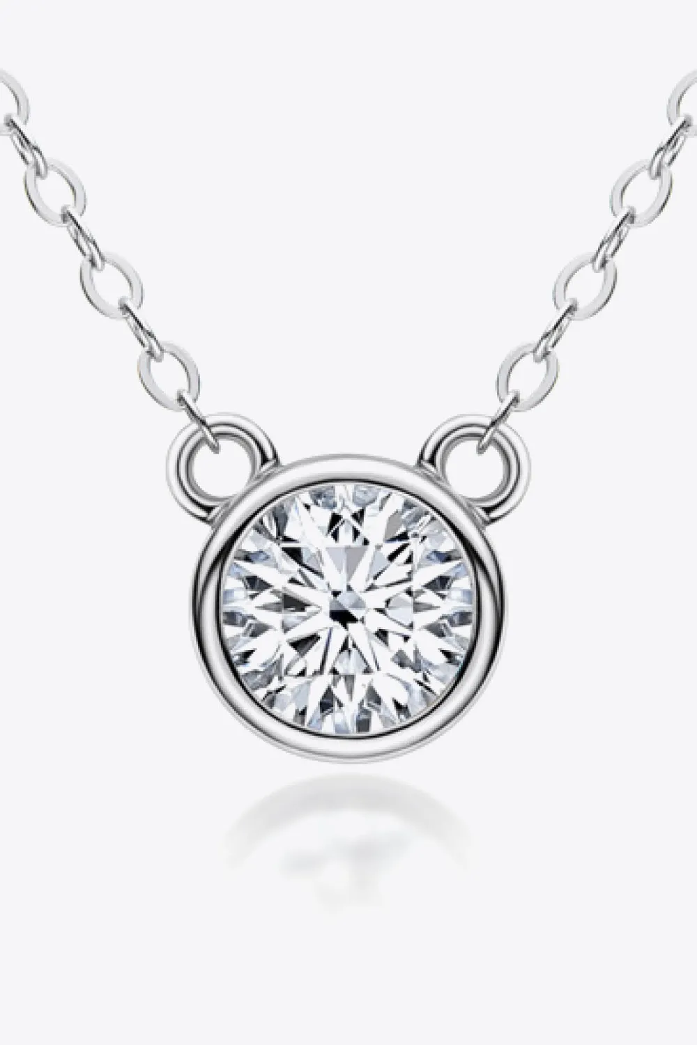925 Sterling Silver 1 Carat Moissanite Round Pendant Necklace sold by Gigi Laurent product image thumbnail 4