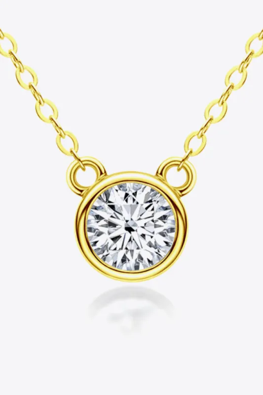 925 Sterling Silver 1 Carat Moissanite Round Pendant Necklace sold by Gigi Laurent
