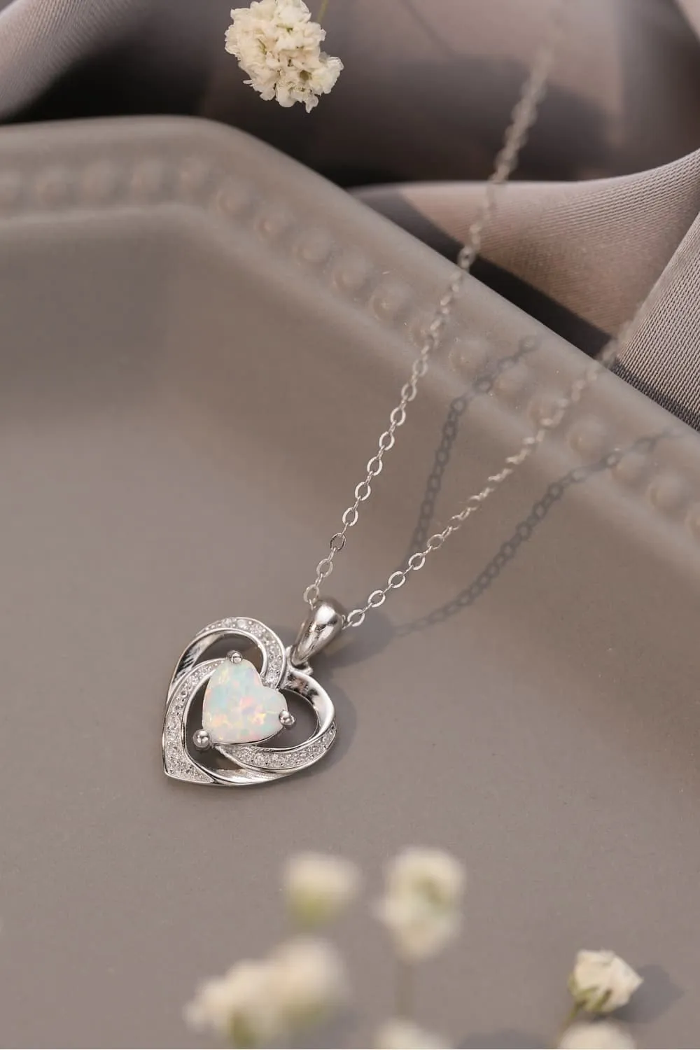 Opal Heart Pendant Necklace sold by Gigi Laurent product image thumbnail 4