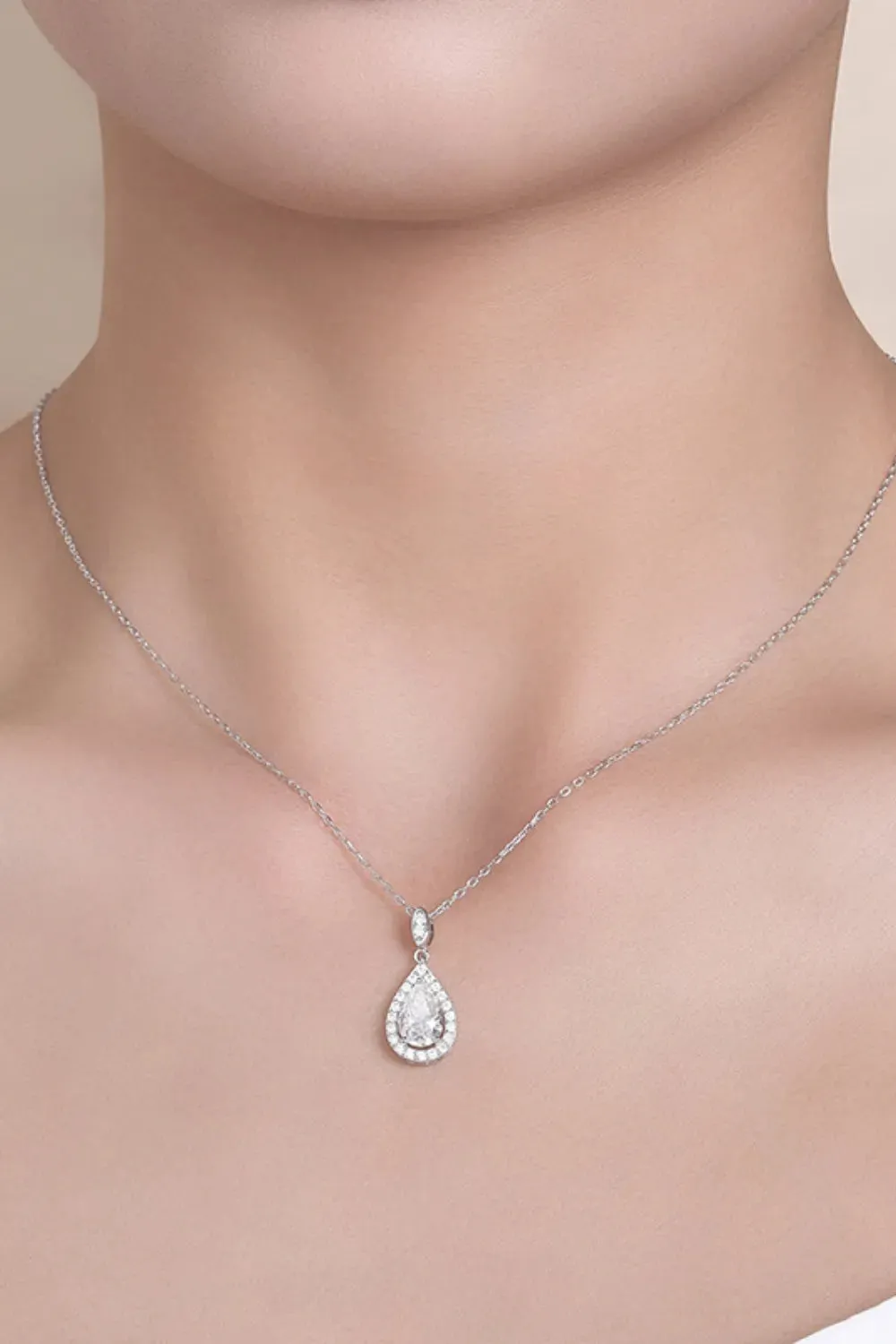 1.5 Carat Moissanite 925 Sterling Silver Teardrop Necklace sold by Gigi Laurent