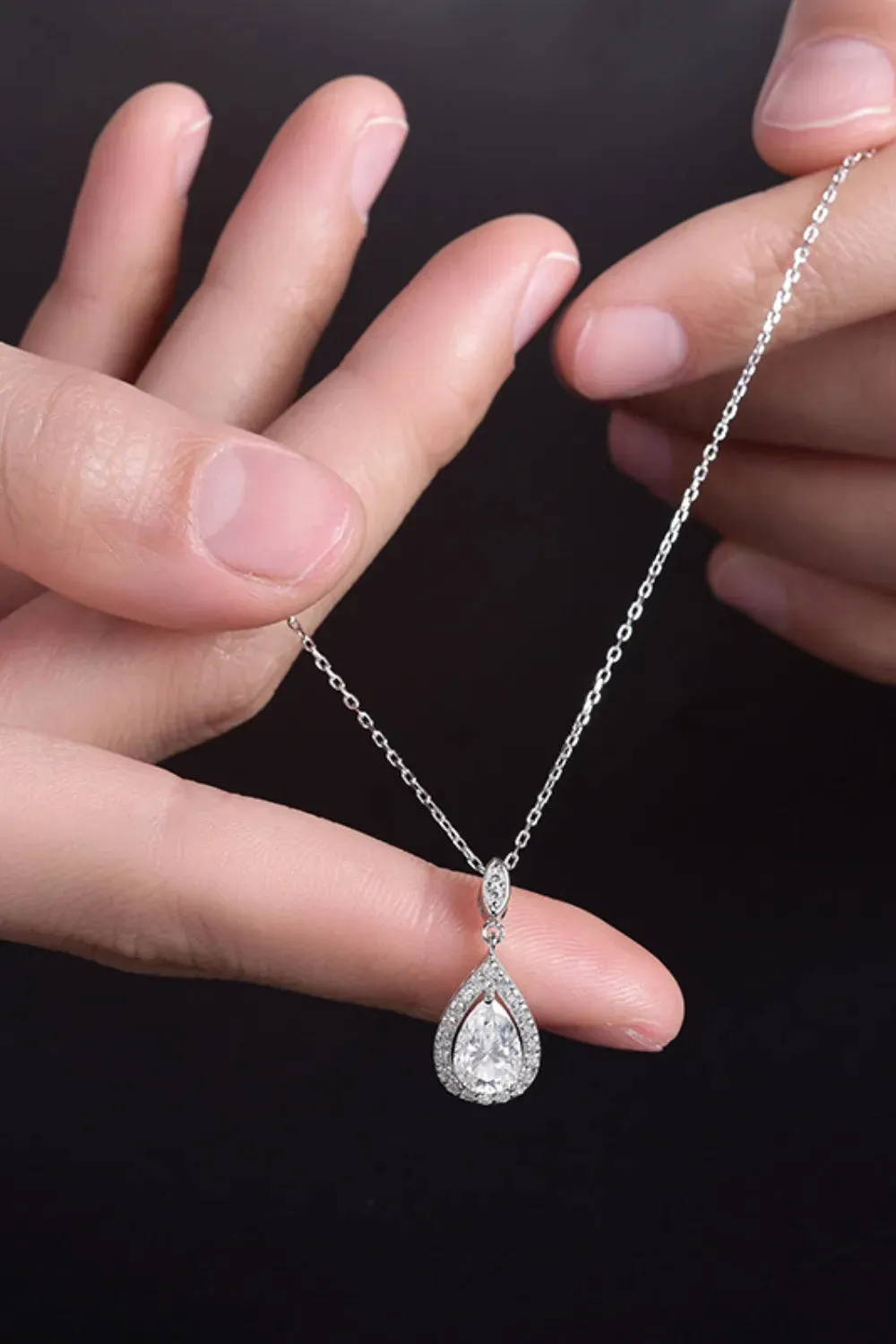 1.5 Carat Moissanite 925 Sterling Silver Teardrop Necklace sold by Gigi Laurent product image thumbnail 2