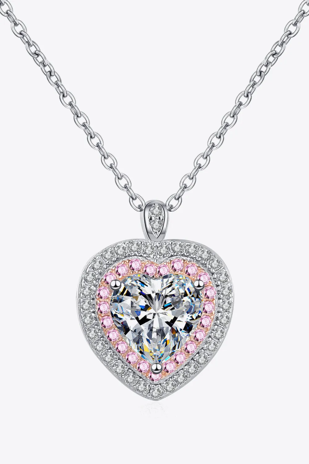 925 Sterling Silver 1 Carat Moissanite Heart Pendant Necklace sold by Gigi Laurent product image thumbnail 4